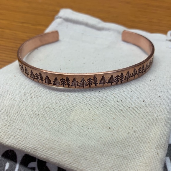 One of a Kind Copper Bracelet Spruce Tree Detail - Picture 3 of 3